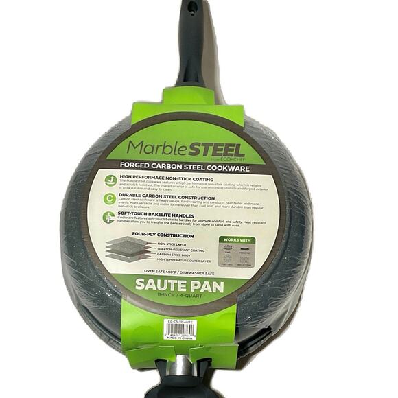 ECO+CHEF Marble Steel 4-Quart Sauté Pan (11-Inch/ 4 Quart) - Picture 3 of 5